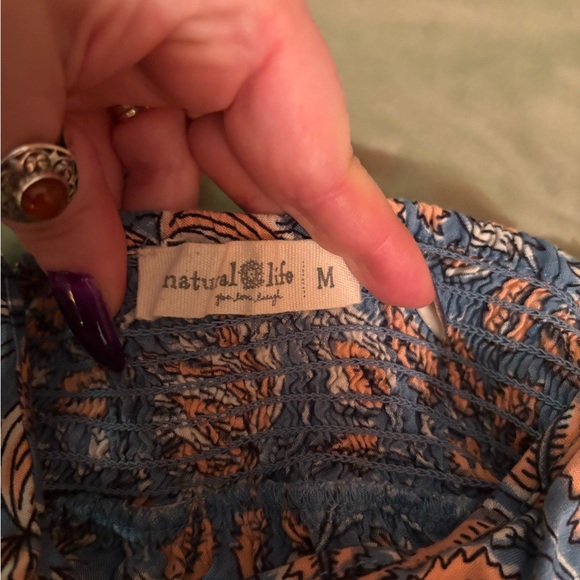 Natural Life Floral Blue and Orange Sundress - Picture 5 of 5